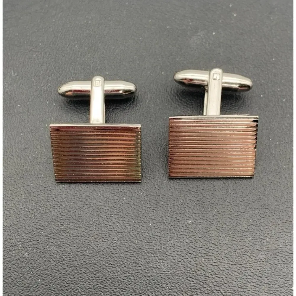 Vintage RKS Signed‎ Silver Tone Etched Cuff Links Classic